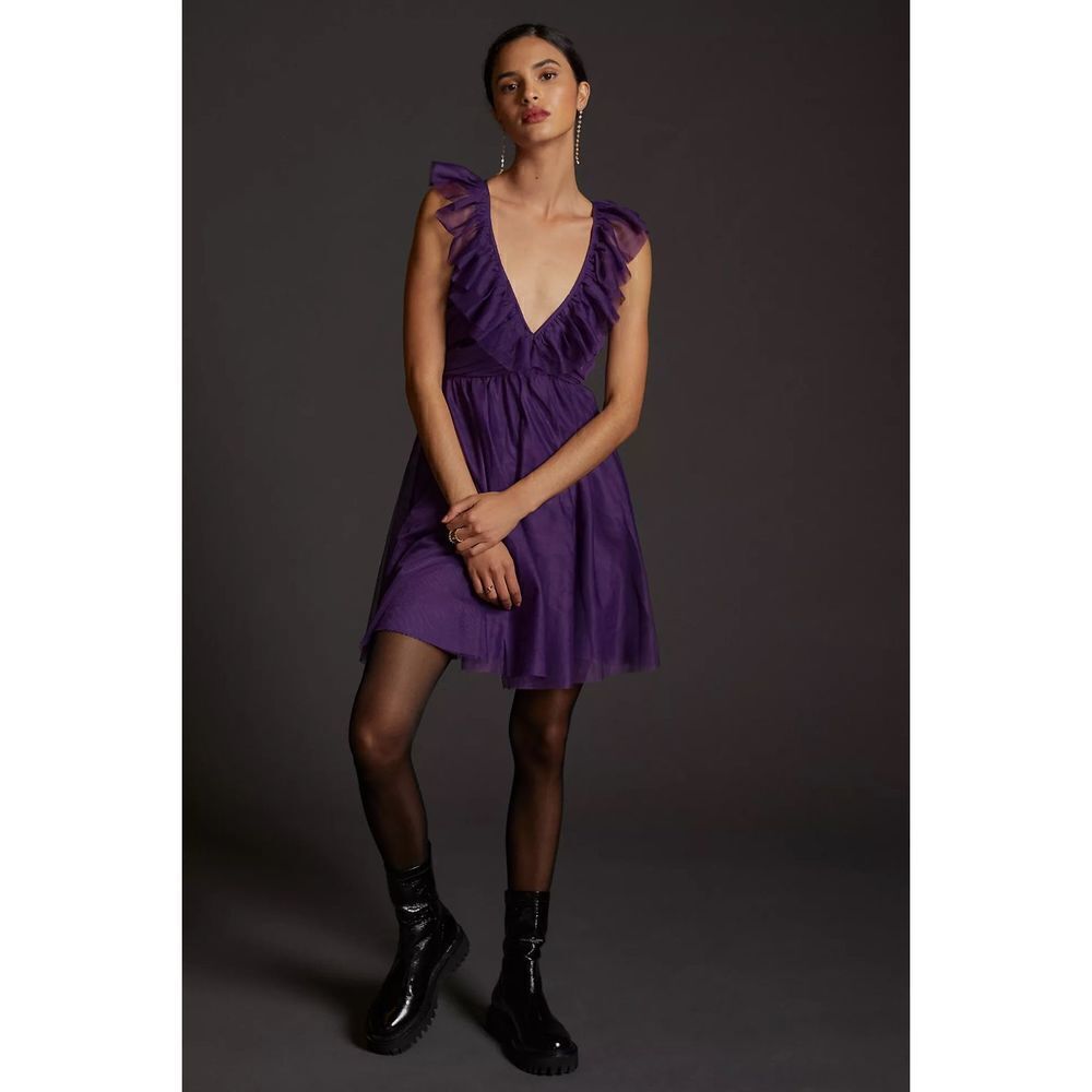 Anthropologie - Maeve Ruffled Tulle Mini Dress